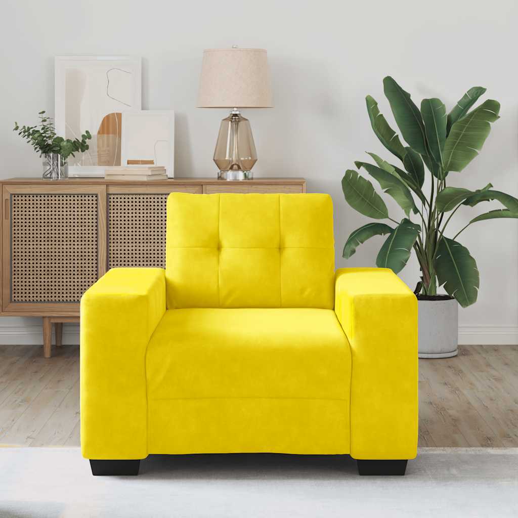 Fauteuil jaune 60 cm velours