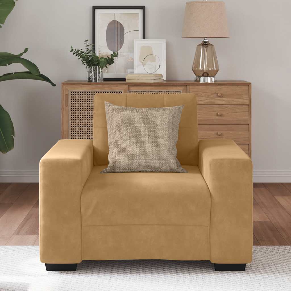 Fauteuil marron 60 cm velours