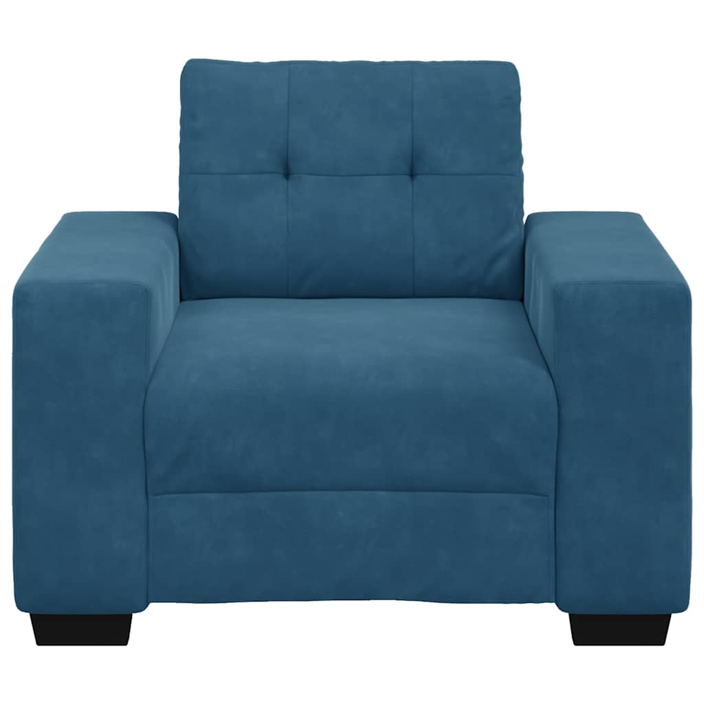 Fauteuil bleu 60 cm velours