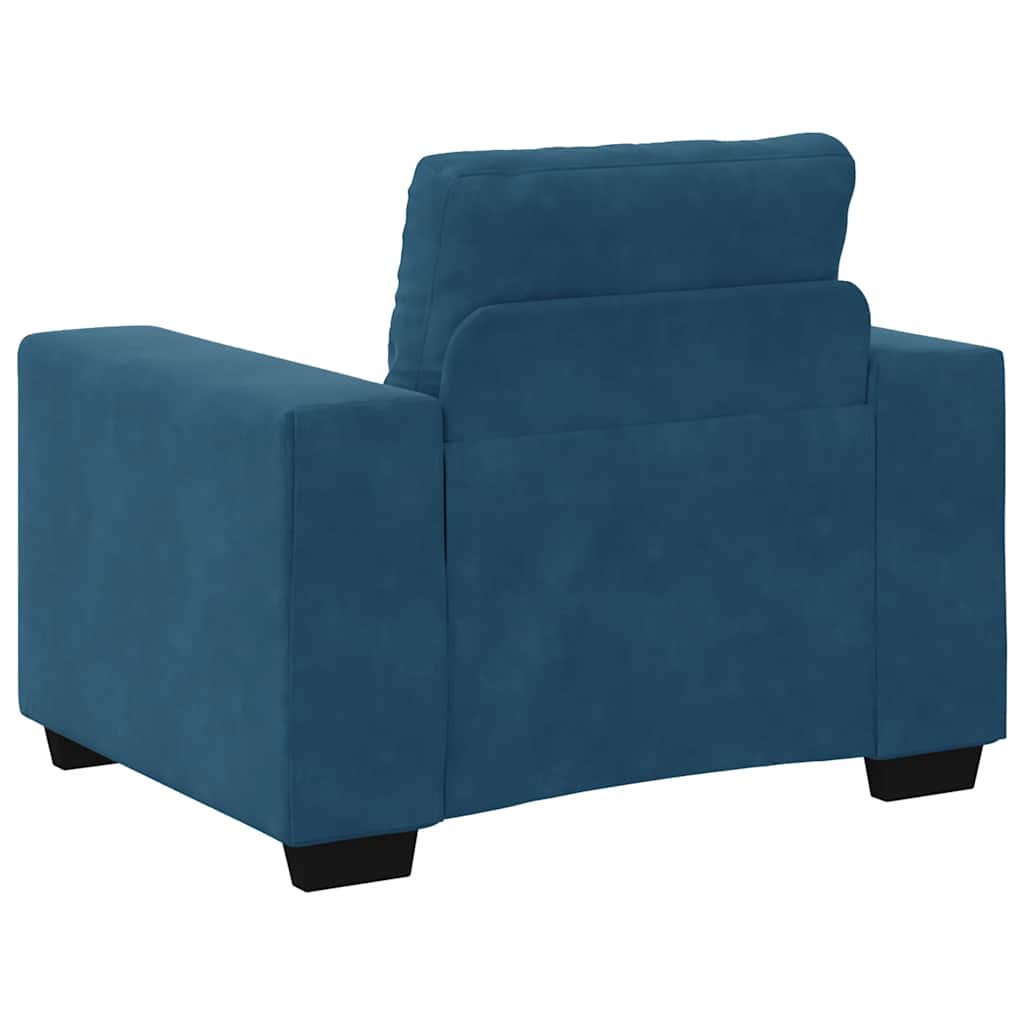 Fauteuil bleu 60 cm velours