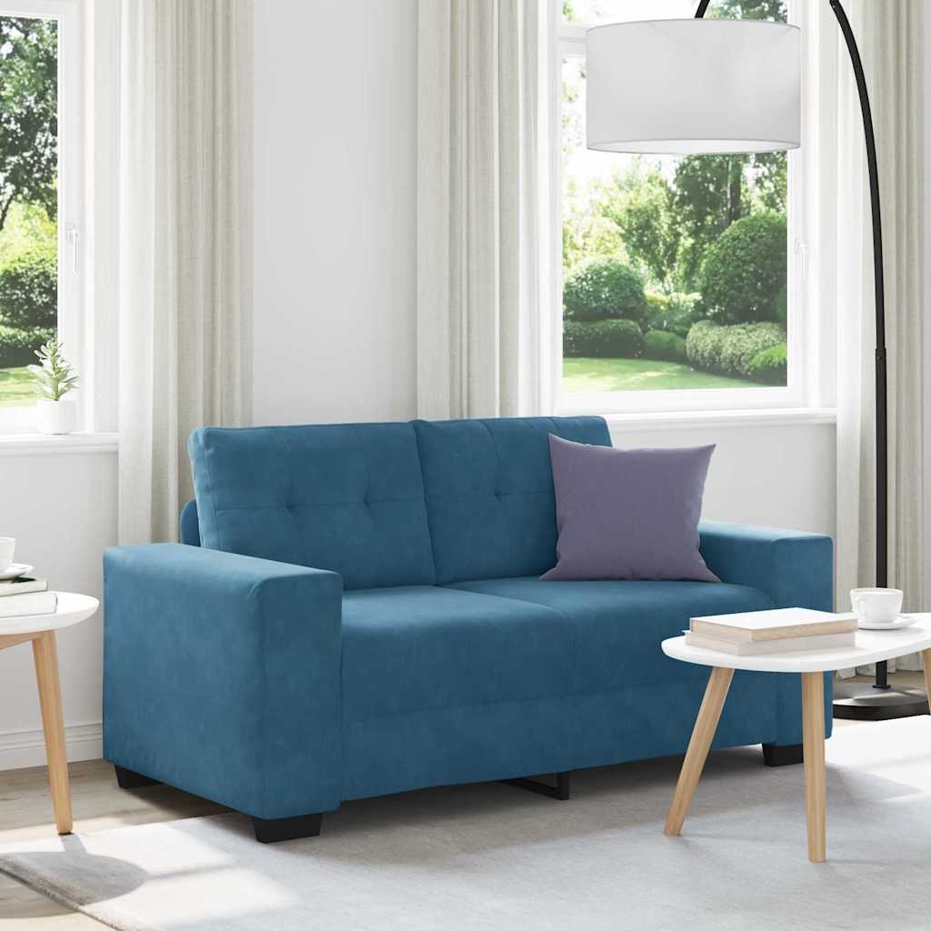 Zweisitzer-Sofa Blau 120 cm Samt