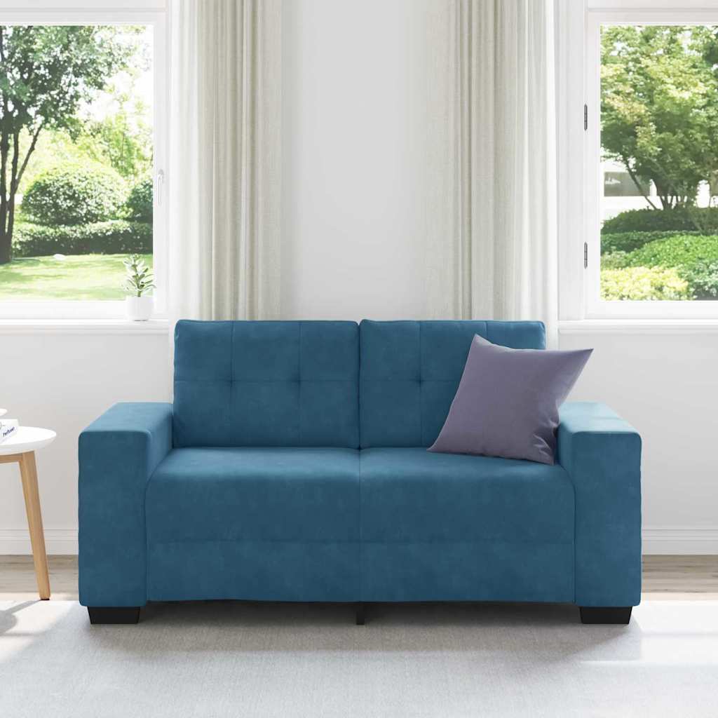 Zweisitzer-Sofa Blau 120 cm Samt