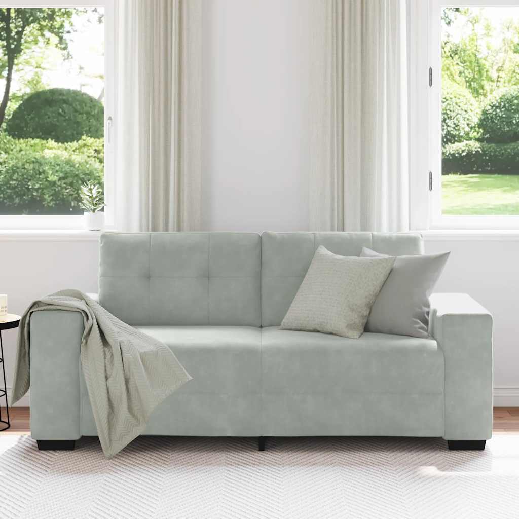 Canapé deux places gris clair 140 cm velours