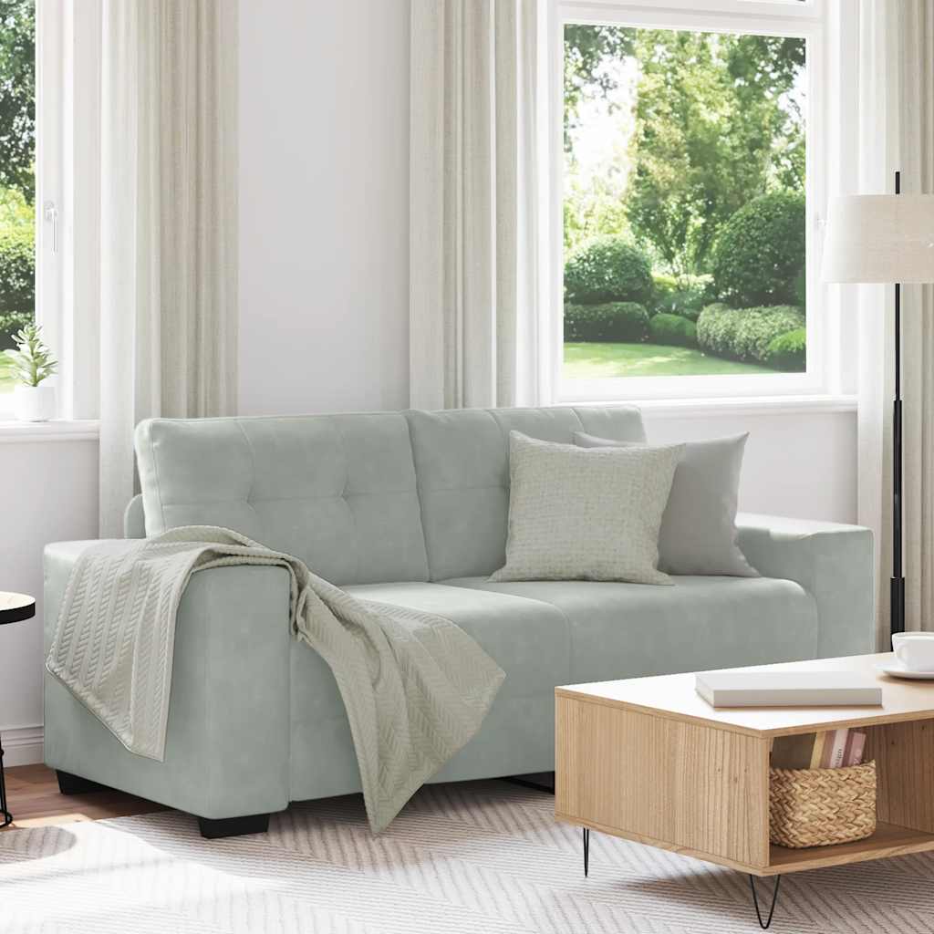 Canapé deux places gris clair 140 cm velours