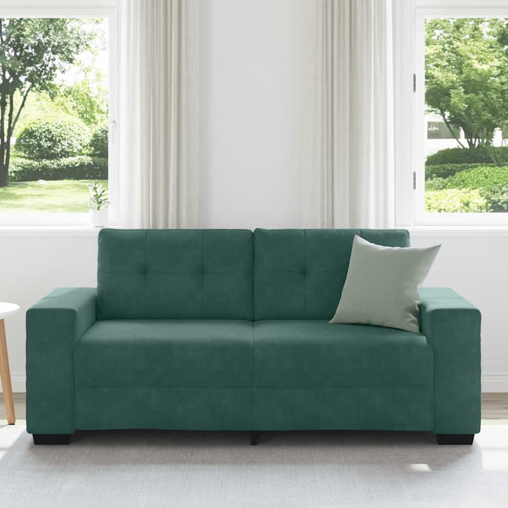 Canapé deux places vert foncé 140 cm velours
