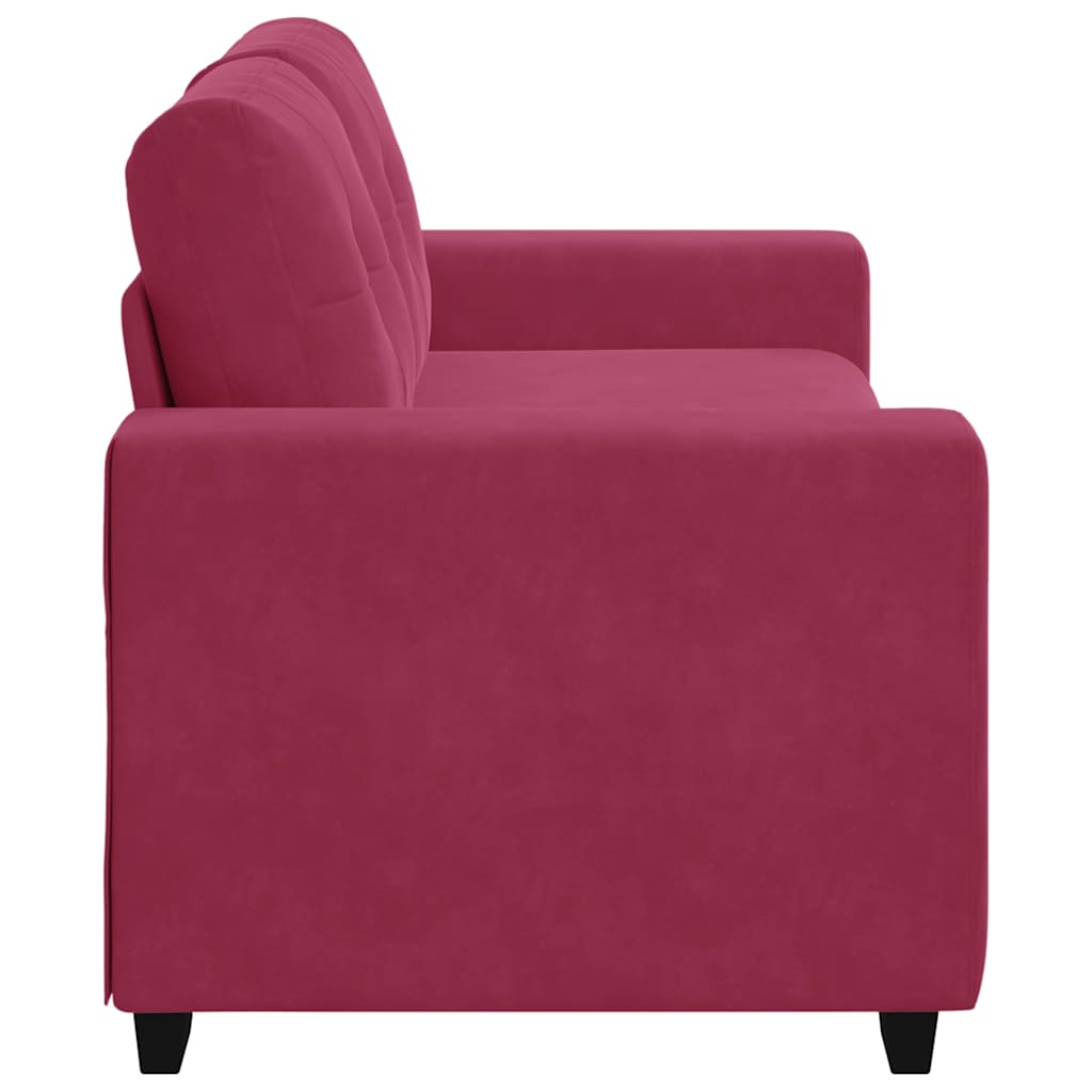 Canapé deux places rouge vin 140 cm velours