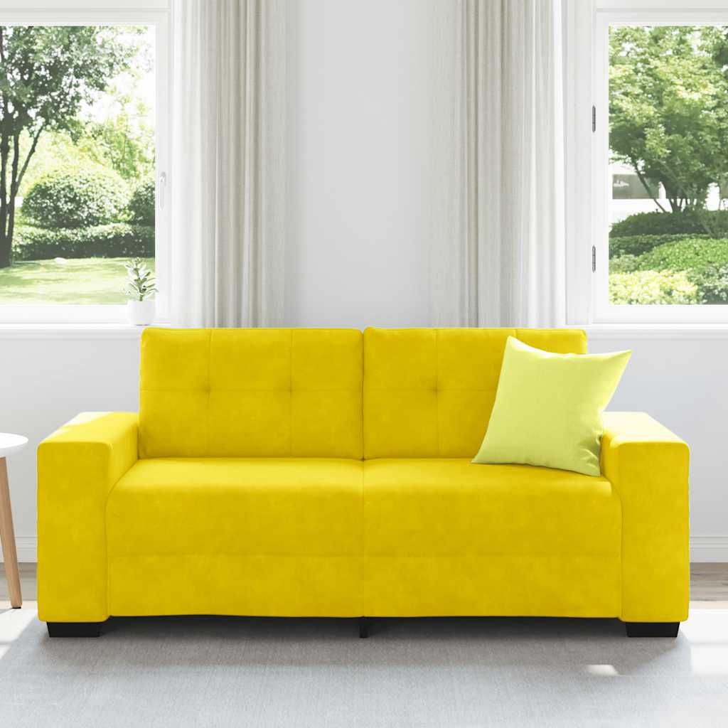 Canapé deux places jaune 140 cm velours