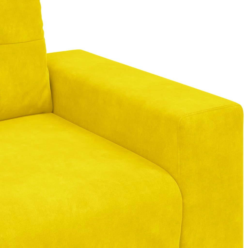Canapé deux places jaune 140 cm velours