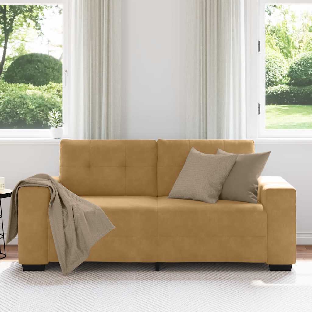 Canapé deux places marron 140 cm velours