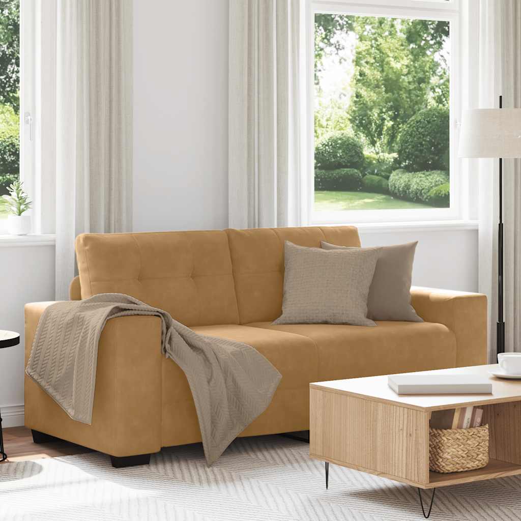 Canapé deux places marron 140 cm velours