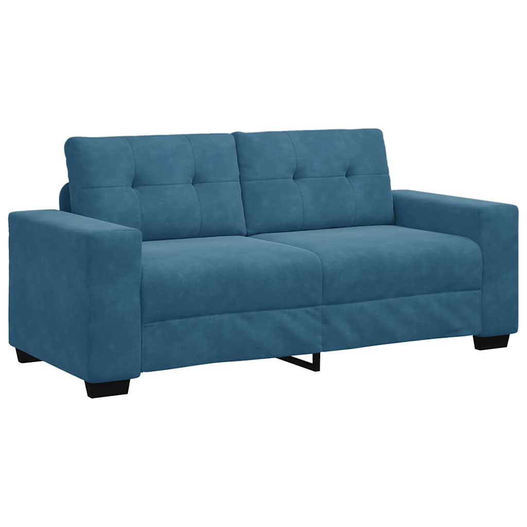 Canapé deux places bleu 140 cm velours