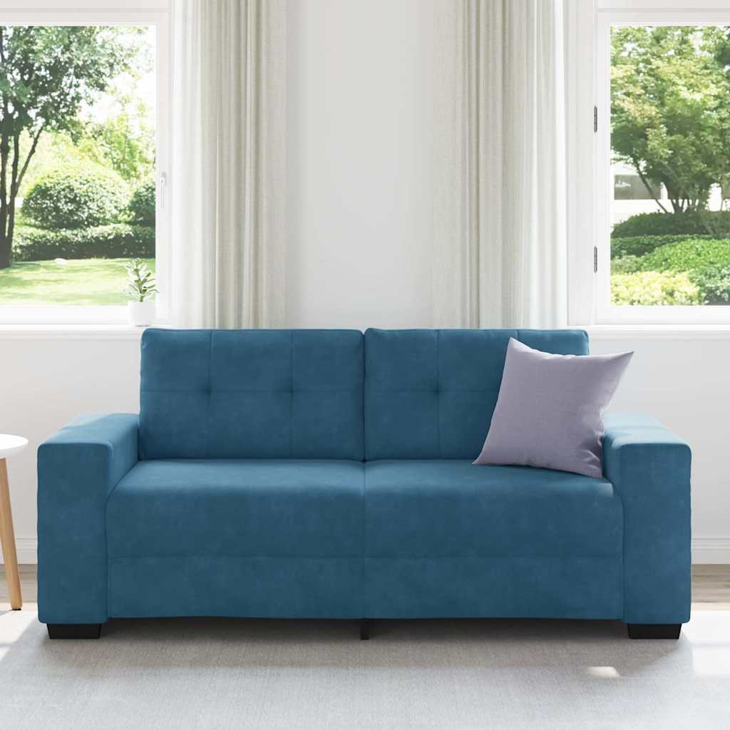 Canapé deux places bleu 140 cm velours