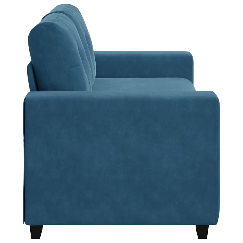 Canapé deux places bleu 140 cm velours
