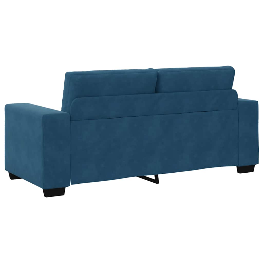 Canapé deux places bleu 140 cm velours