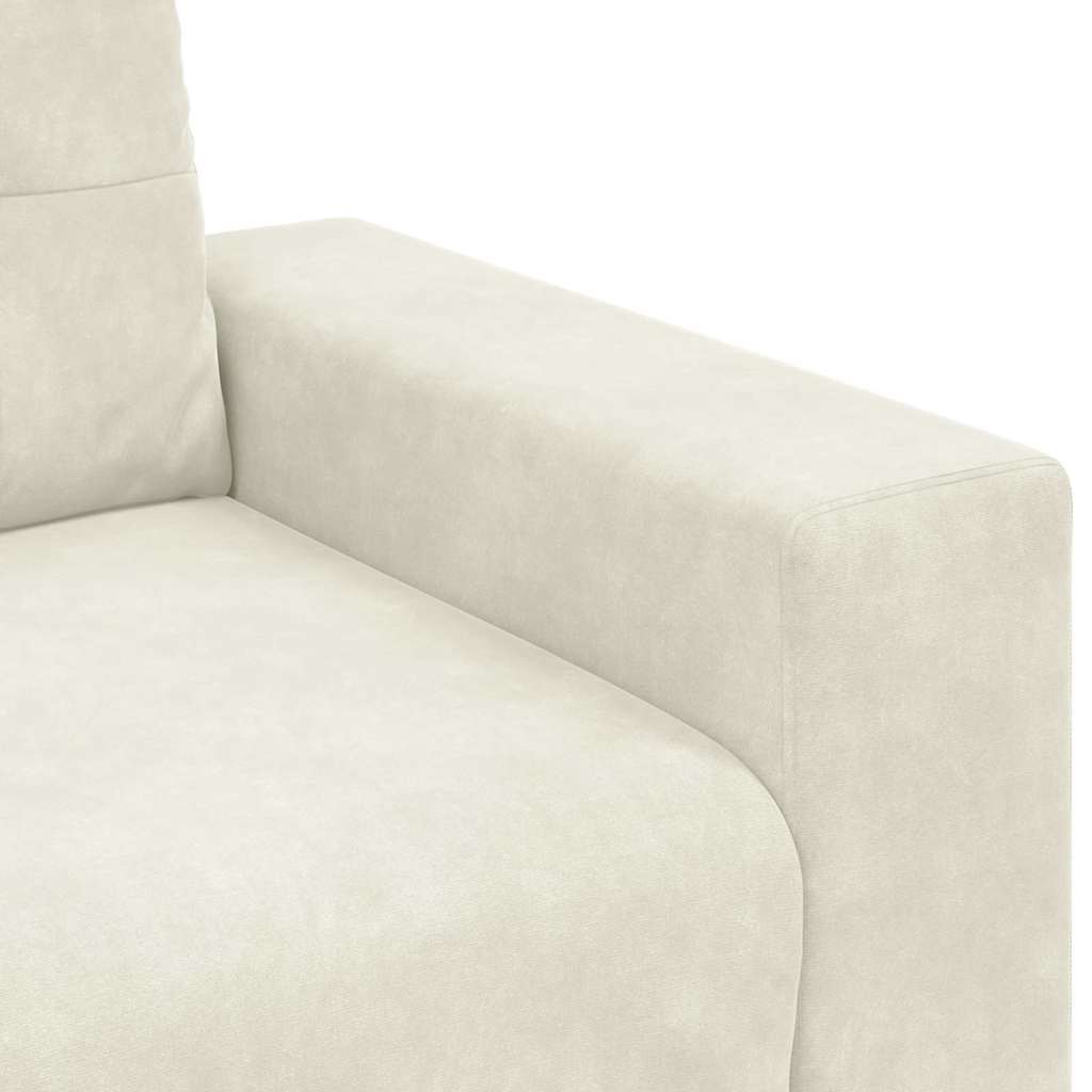 3-Sitzer Sofa mit Kissen Creme Samt