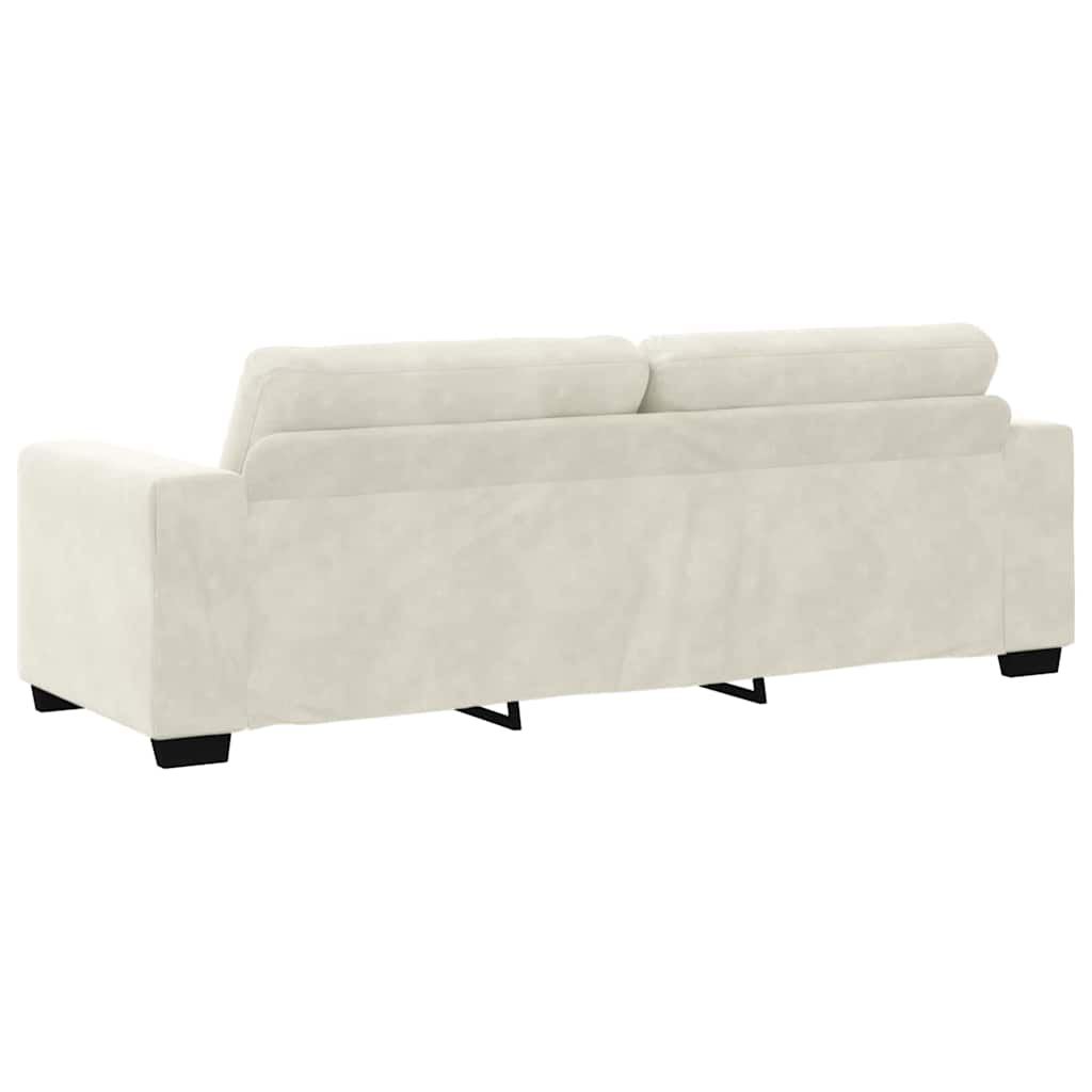 3-Sitzer Sofa mit Kissen Creme Samt