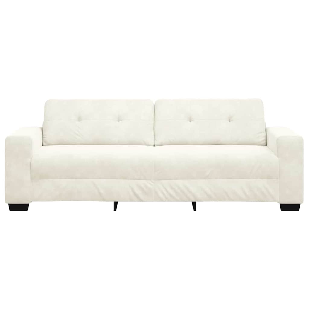 3-Sitzer Sofa mit Kissen Creme Samt