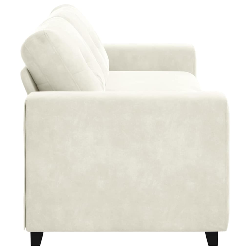 3-Sitzer Sofa mit Kissen Creme Samt