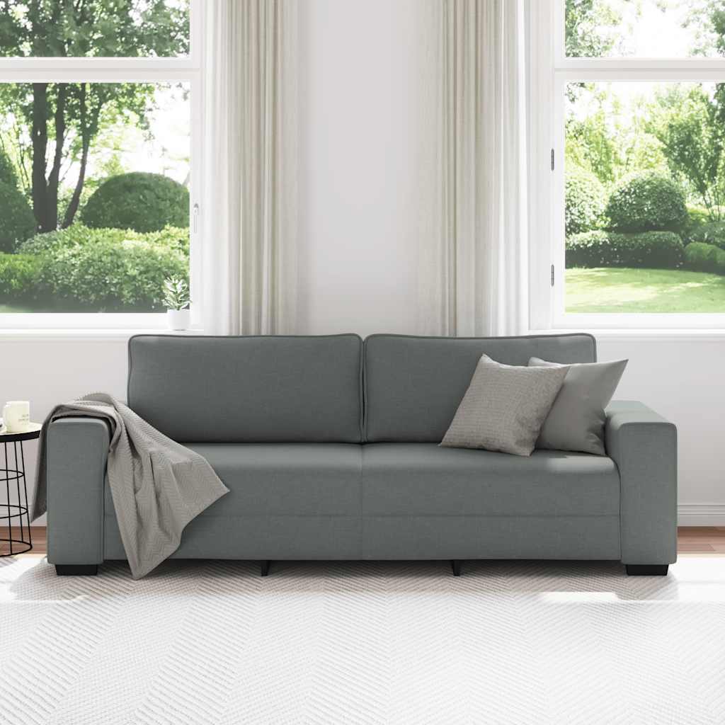 Canapé 3 places tissu gris foncé 180 cm