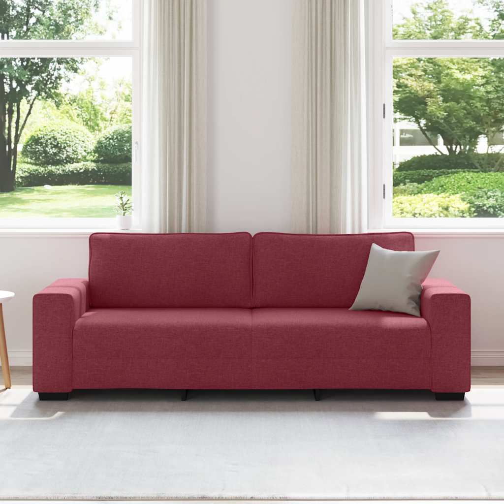 Canapé 3 places tissu rouge vin 180 cm