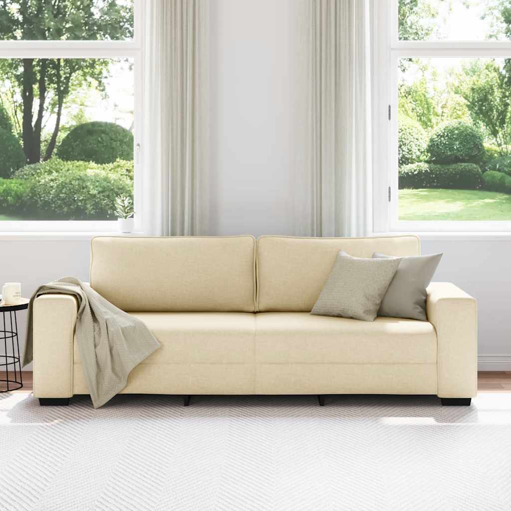 Canapé 3 places tissu crème 180 cm
