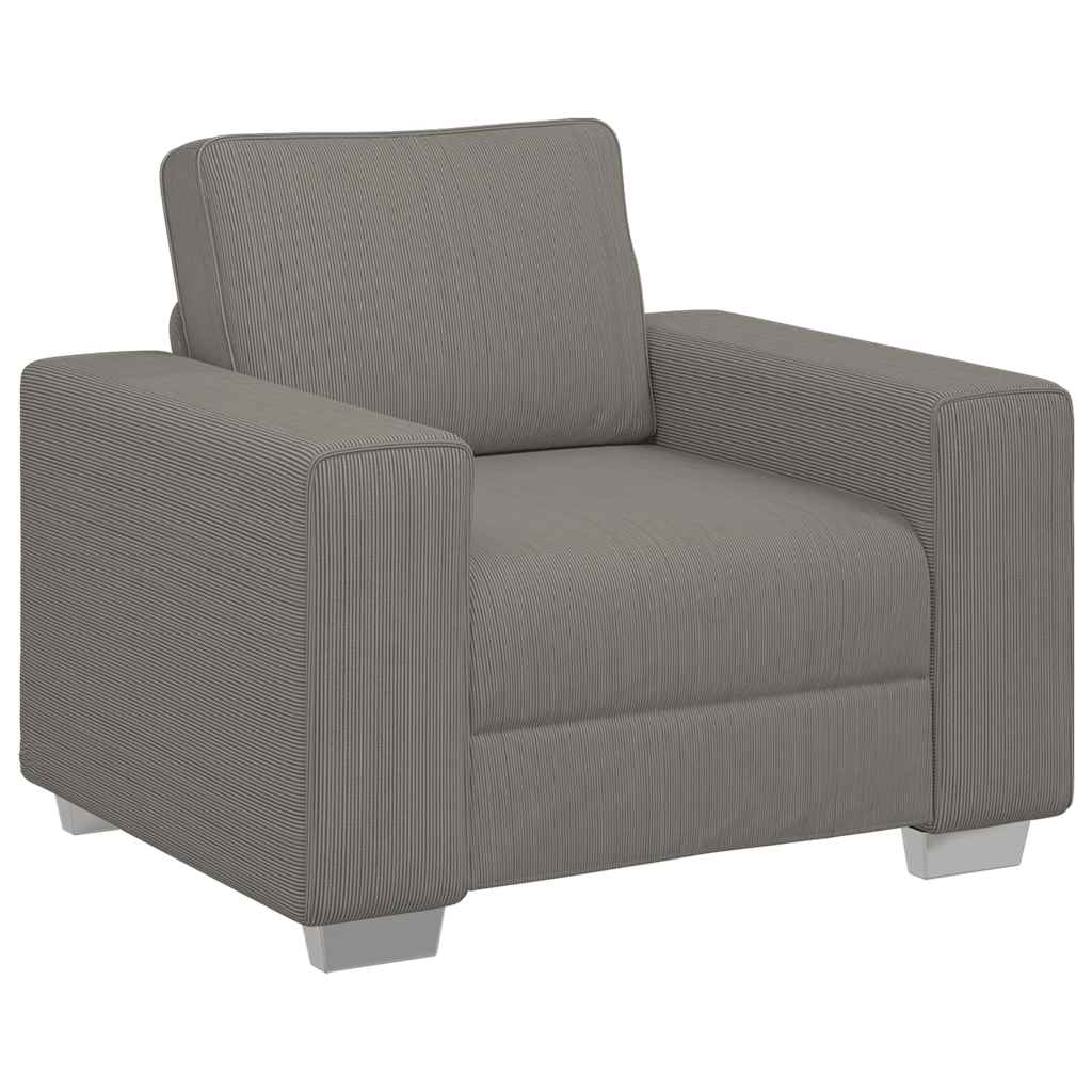 Fauteuil gris clair 60 cm velours côtelé
