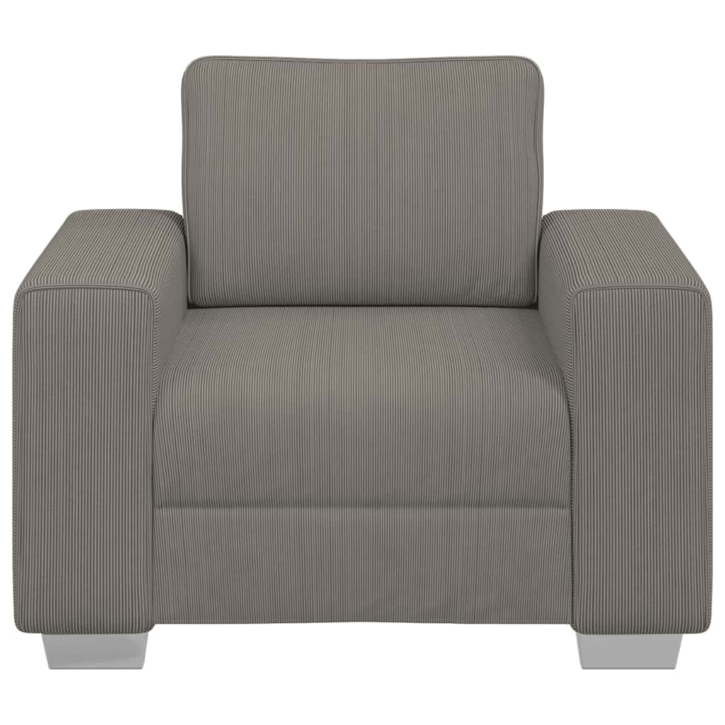 Fauteuil gris clair 60 cm velours côtelé