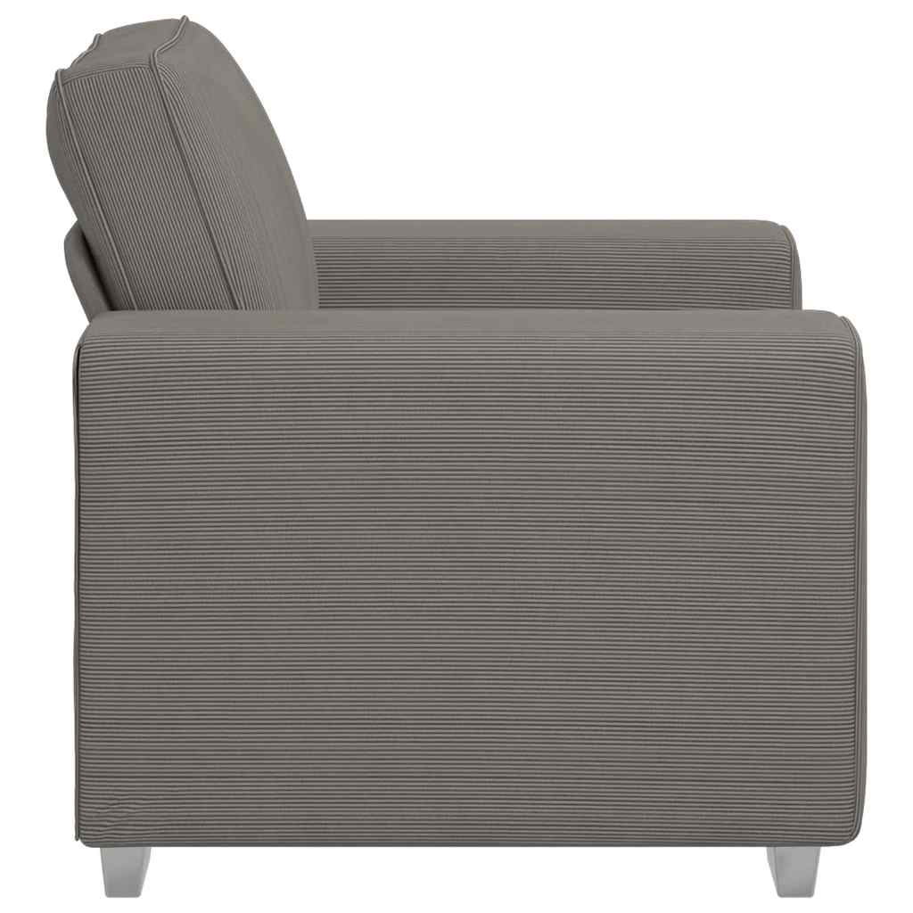 Fauteuil gris clair 60 cm velours côtelé