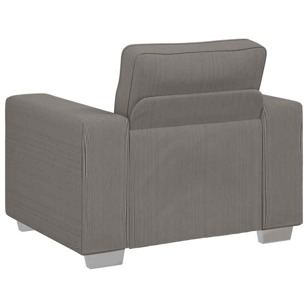 Fauteuil gris clair 60 cm velours côtelé