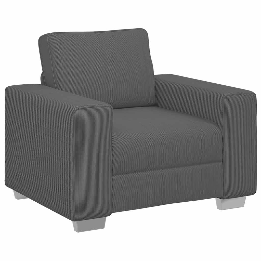 Fauteuil gris foncé 60 cm velours côtelé