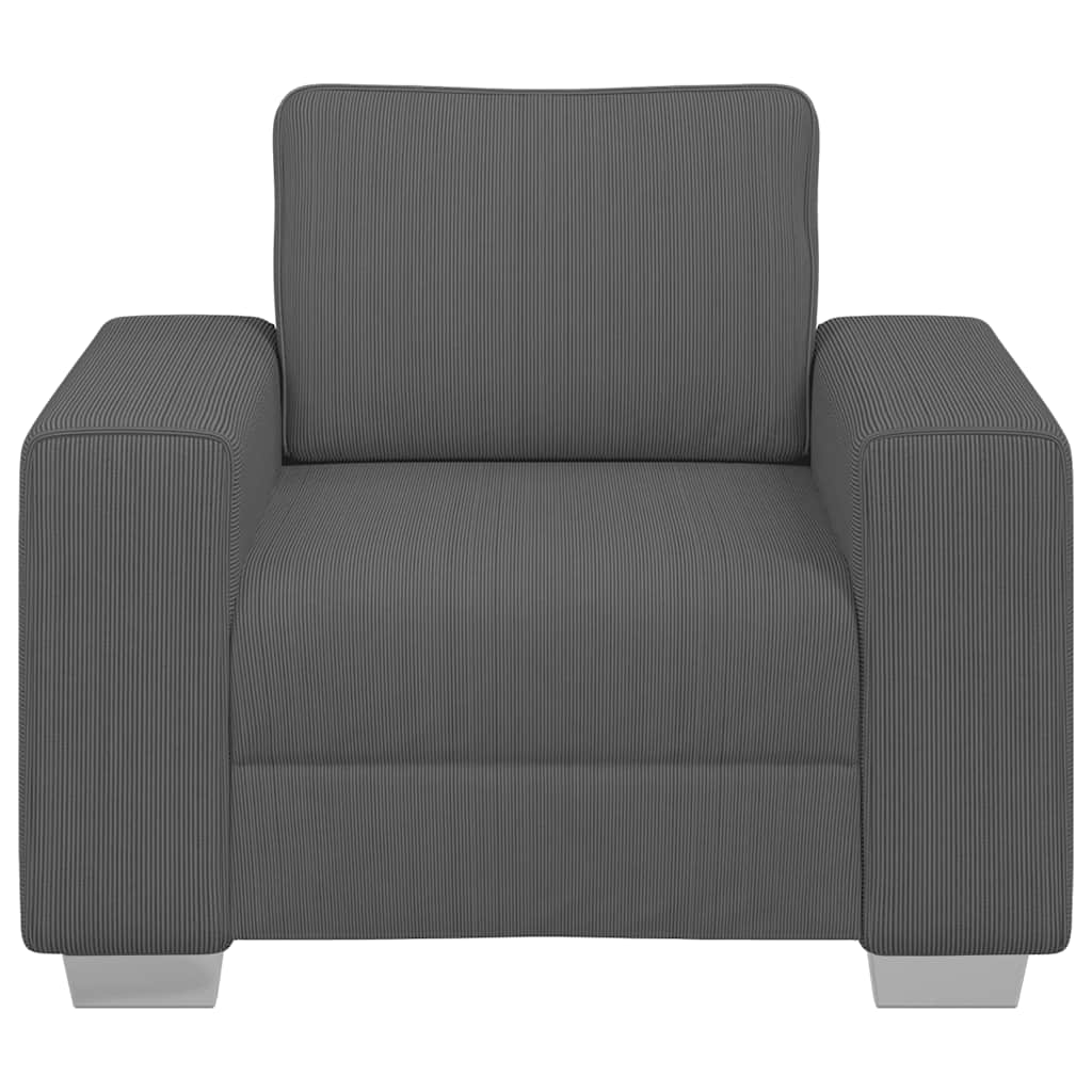 Fauteuil gris foncé 60 cm velours côtelé