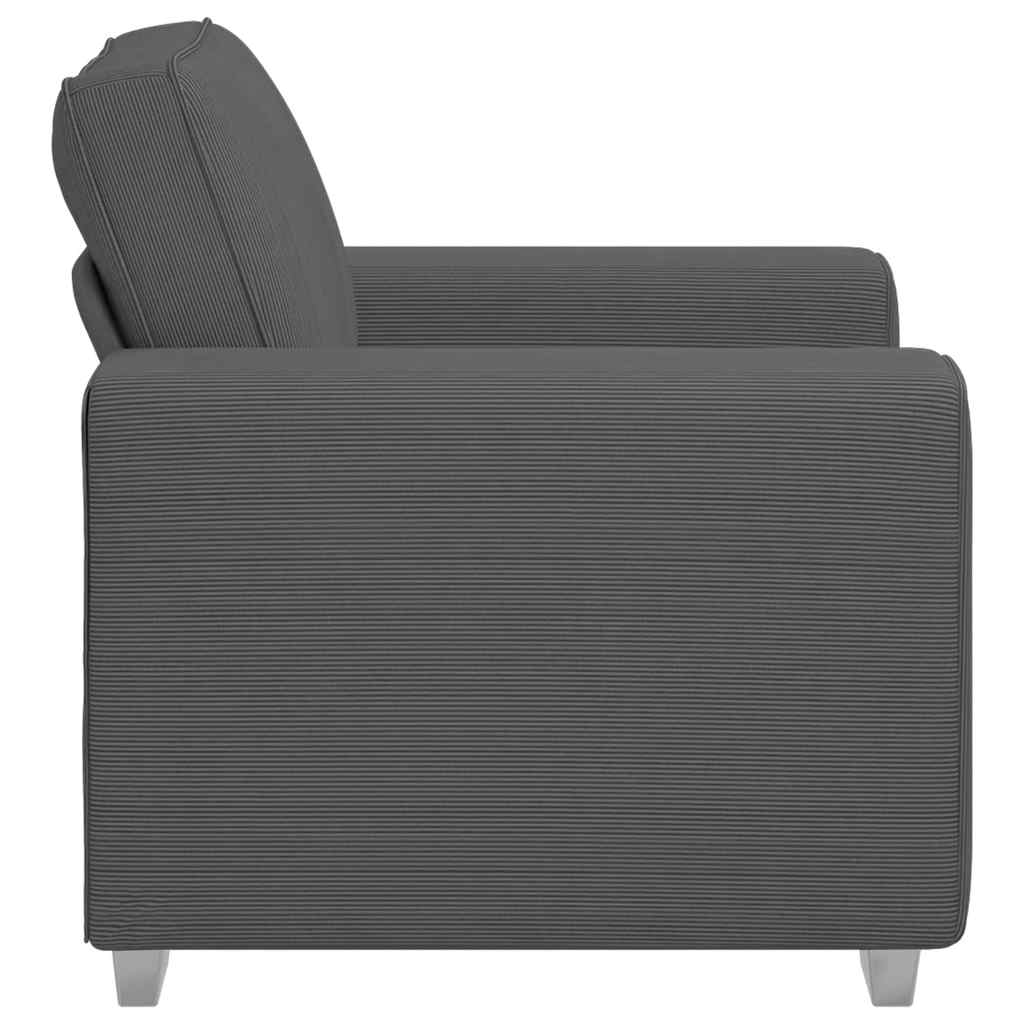Fauteuil gris foncé 60 cm velours côtelé
