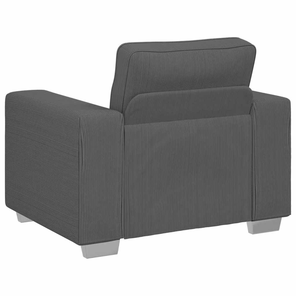 Fauteuil gris foncé 60 cm velours côtelé
