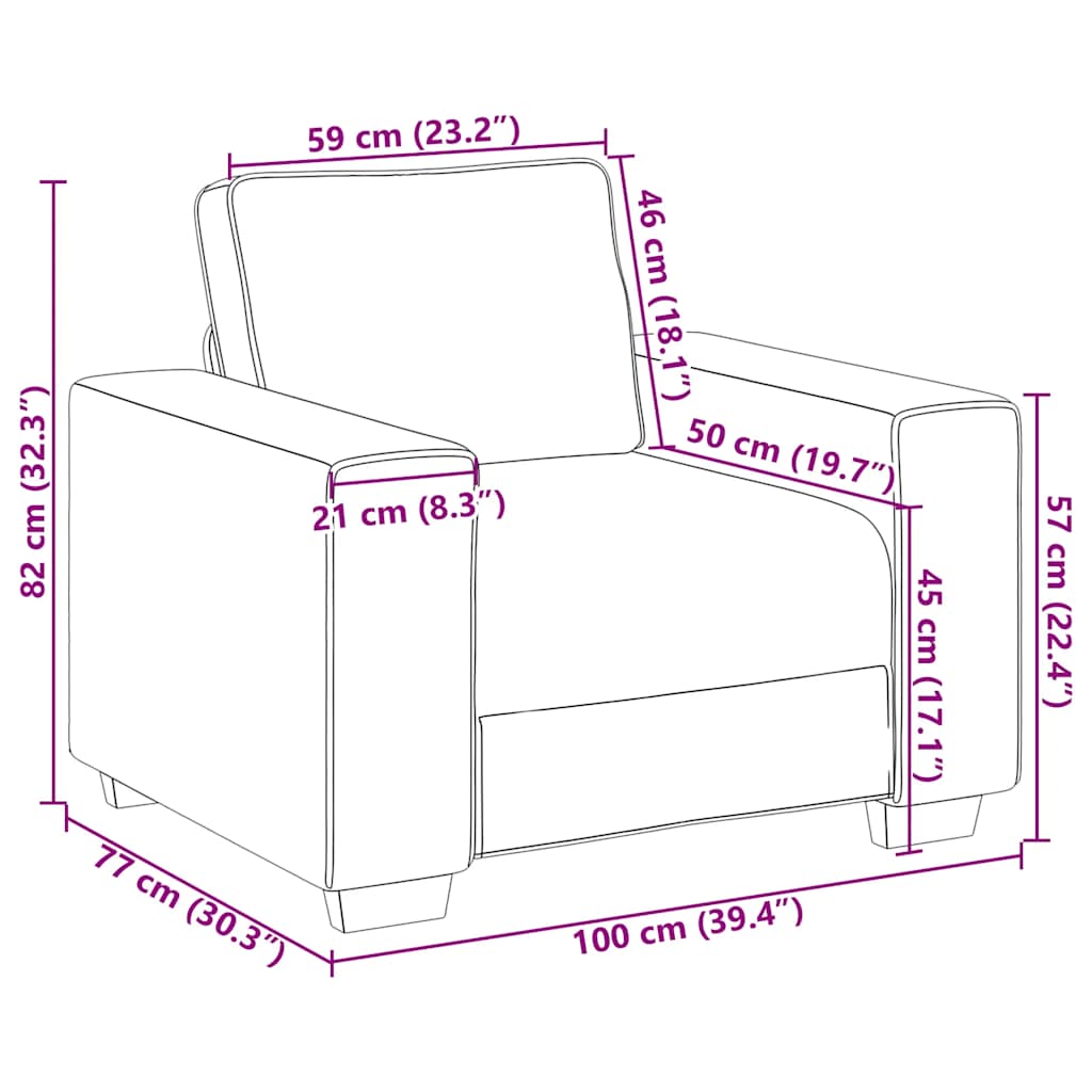 Fauteuil gris foncé 60 cm velours côtelé