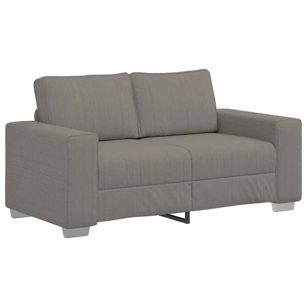 Canapé deux places gris clair 120 cm velours côtelé