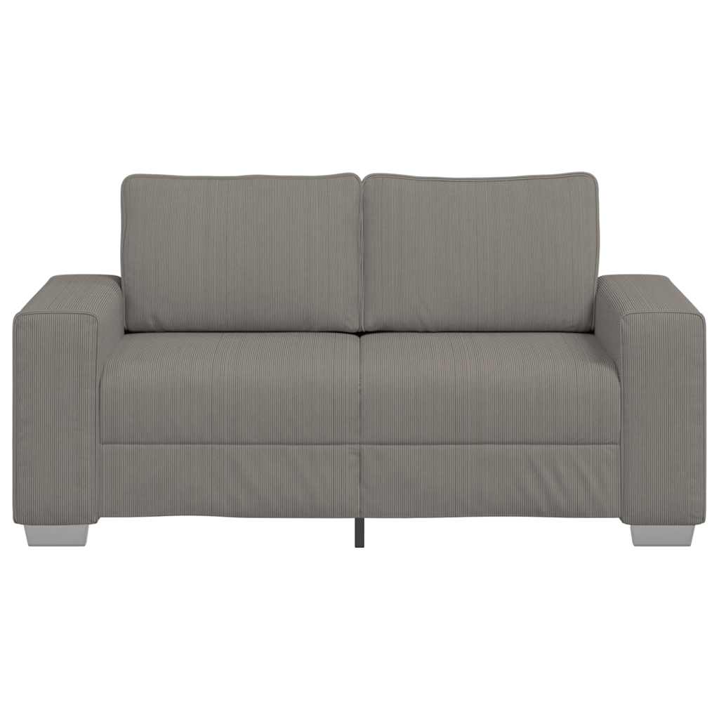 Canapé deux places gris clair 120 cm velours côtelé