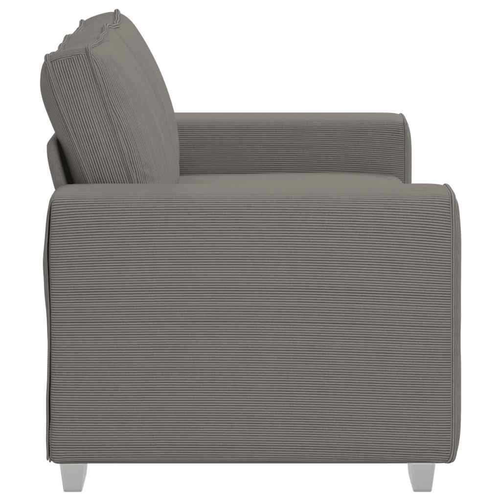 Canapé deux places gris clair 120 cm velours côtelé
