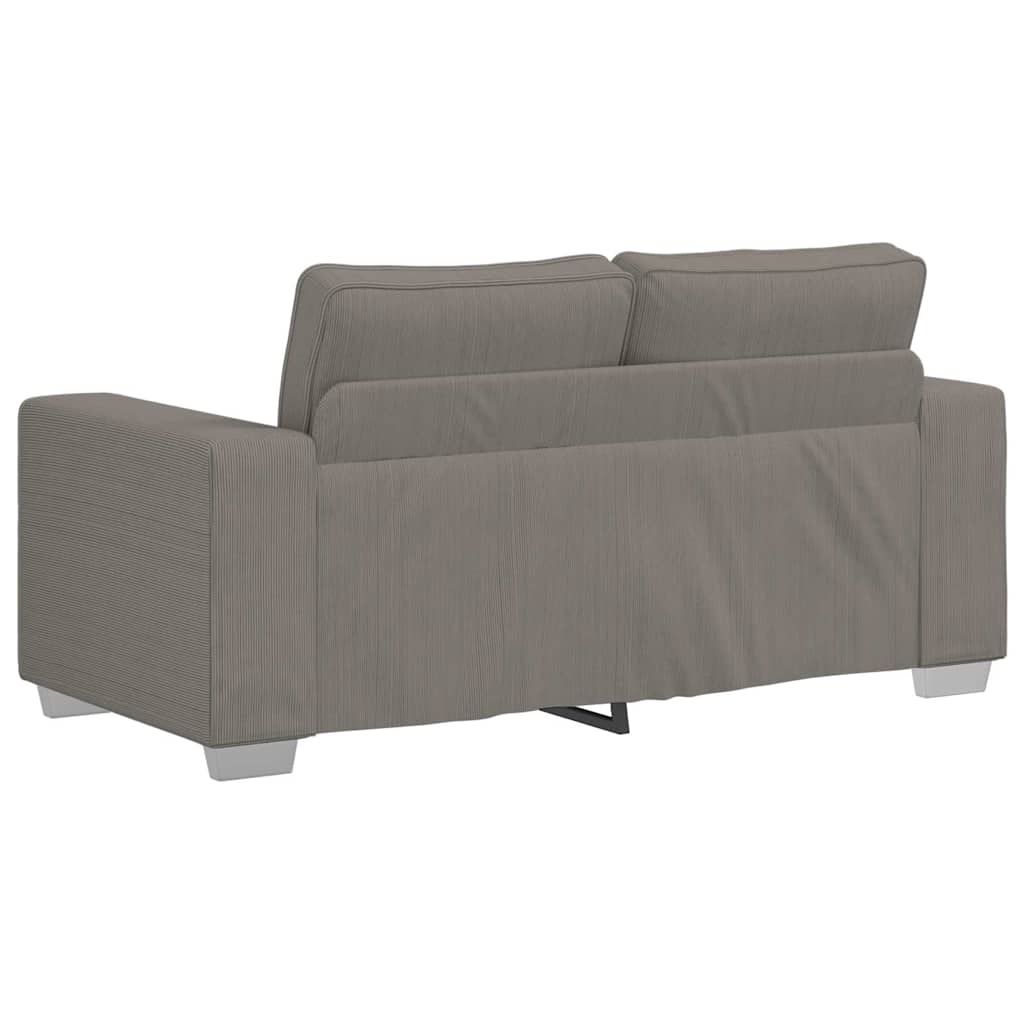 Canapé deux places gris clair 120 cm velours côtelé