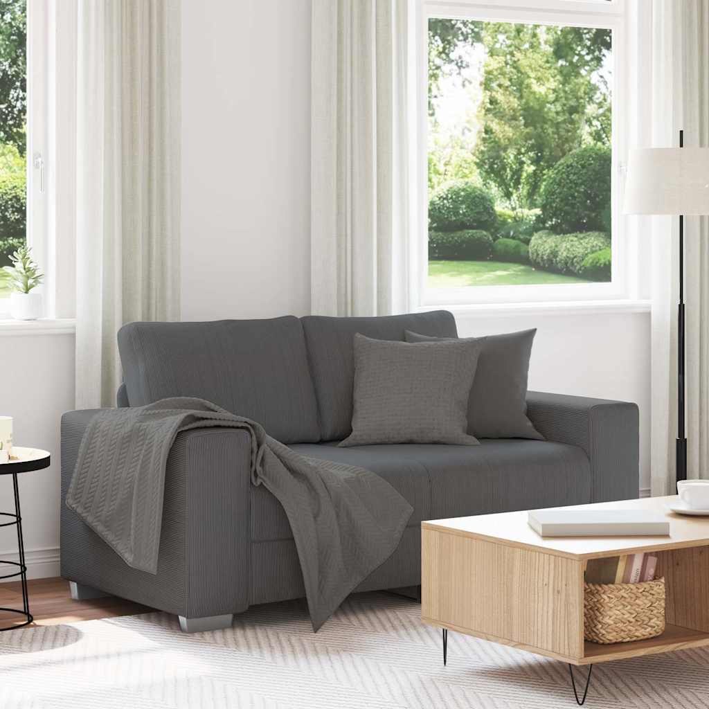 Two-seater sofa dark grey 120 cm corduroy