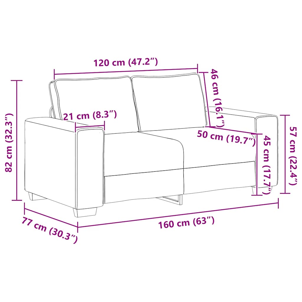 Zweisitzer-Sofa Creme 120 cm Cordstoff