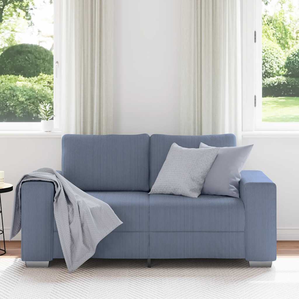 Zweisitzer-Sofa Blau 120 cm Cordstoff