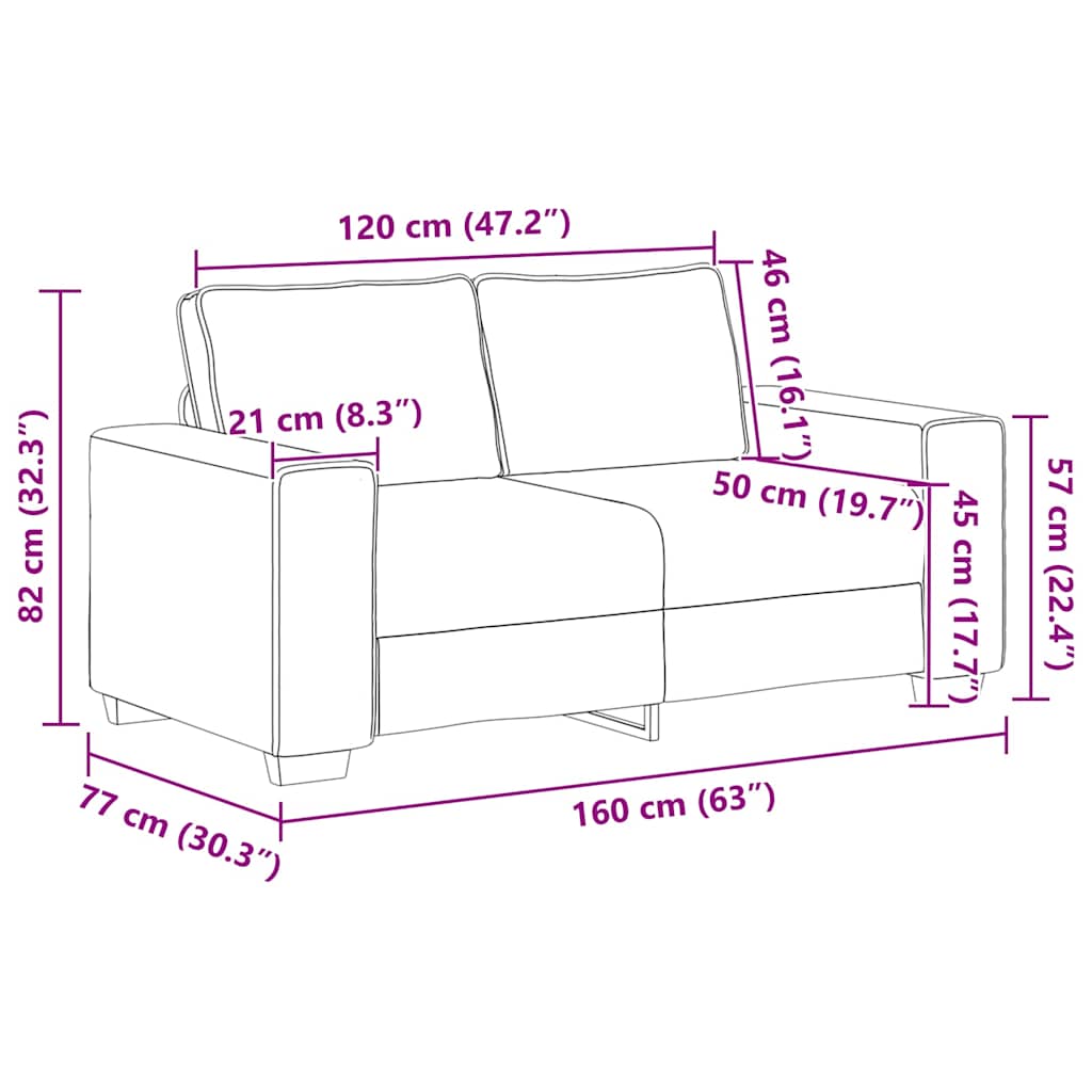 Zweisitzer-Sofa Blau 120 cm Cordstoff