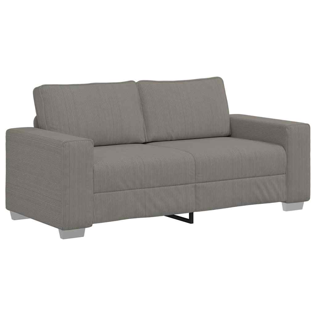 Canapé deux places gris clair 140 cm velours côtelé