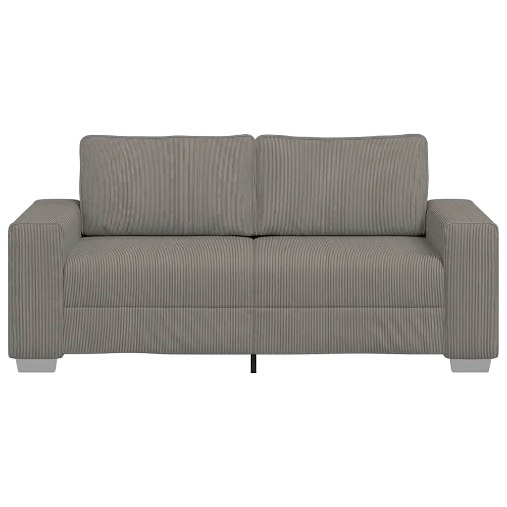 Canapé deux places gris clair 140 cm velours côtelé