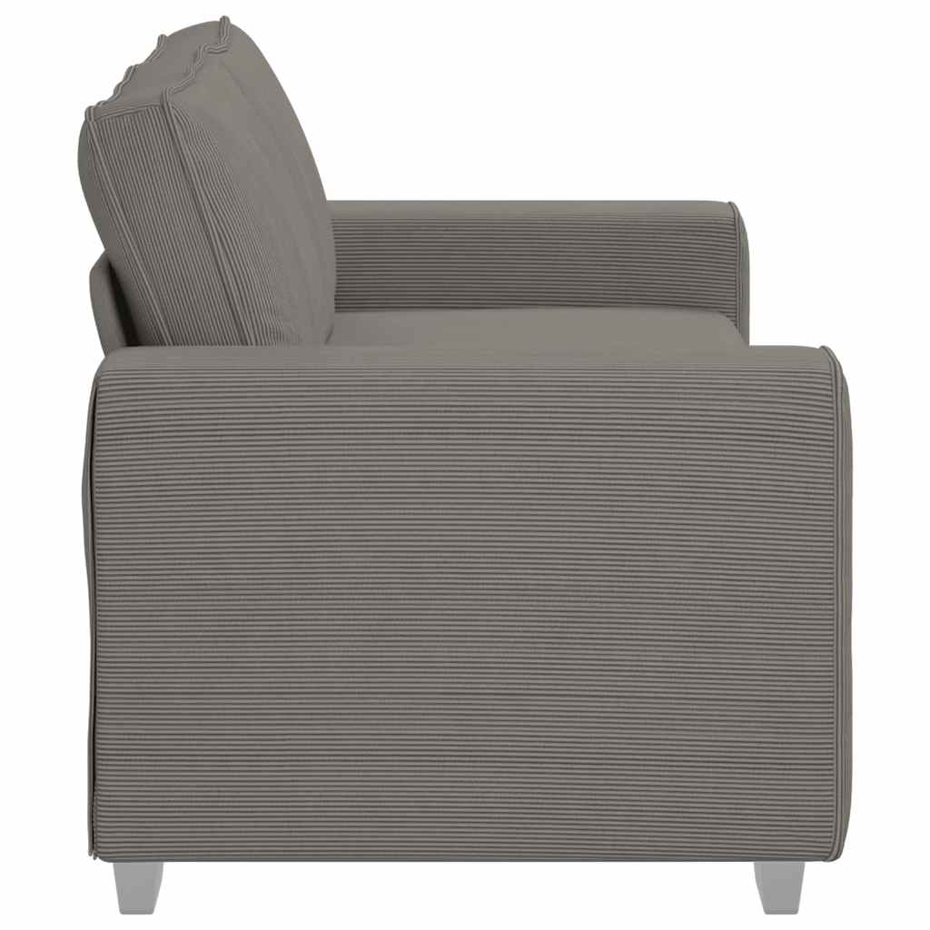 Canapé deux places gris clair 140 cm velours côtelé
