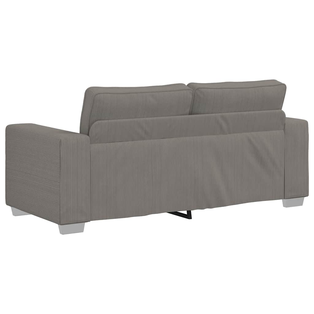 Canapé deux places gris clair 140 cm velours côtelé