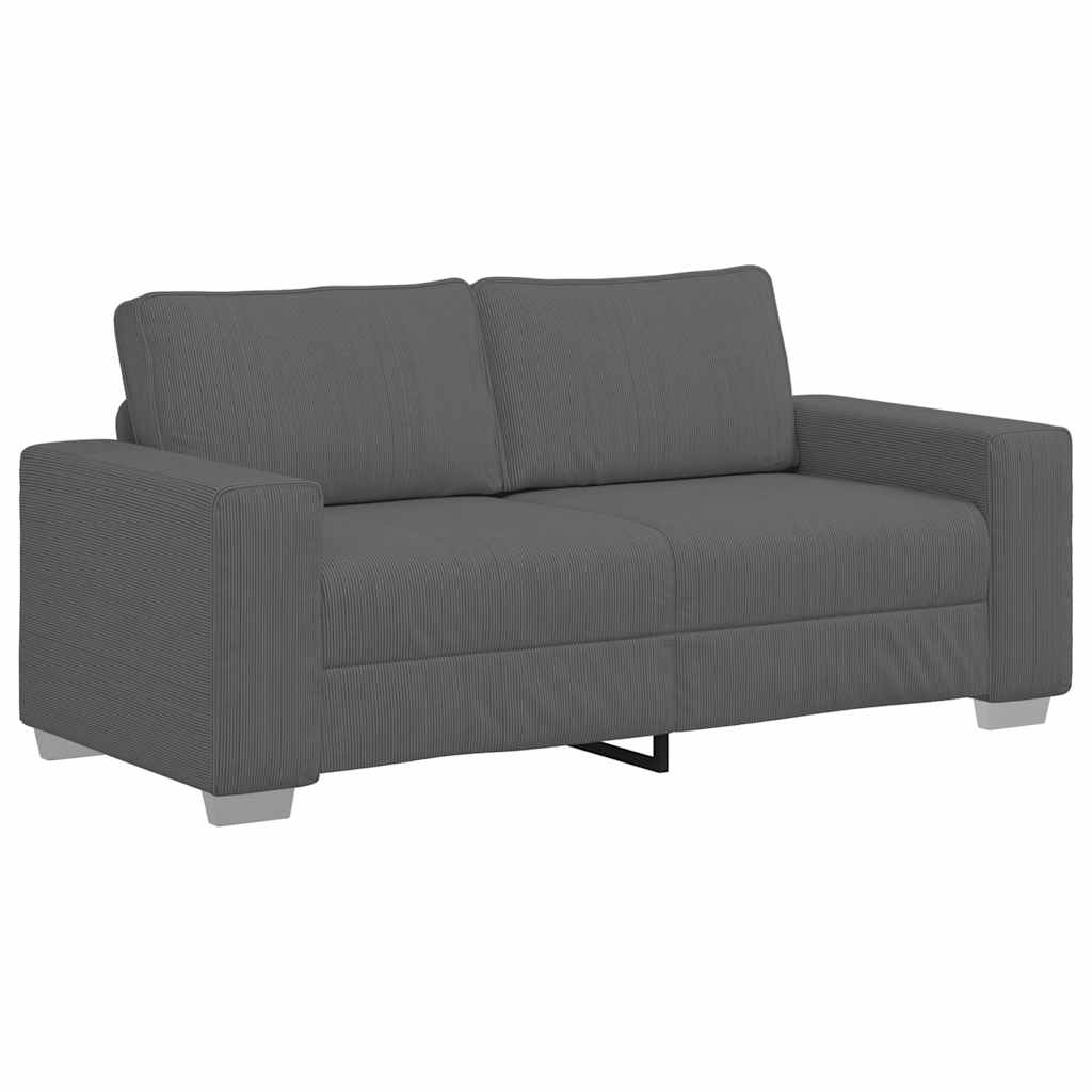 Canapé deux places gris foncé 140 cm velours côtelé