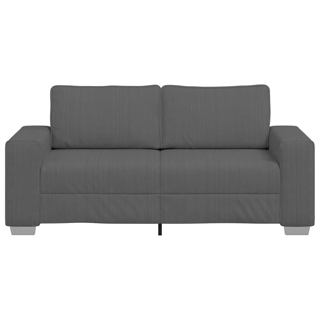 Canapé deux places gris foncé 140 cm velours côtelé