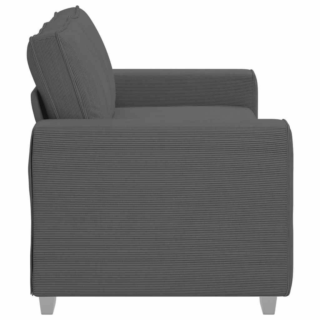 Canapé deux places gris foncé 140 cm velours côtelé