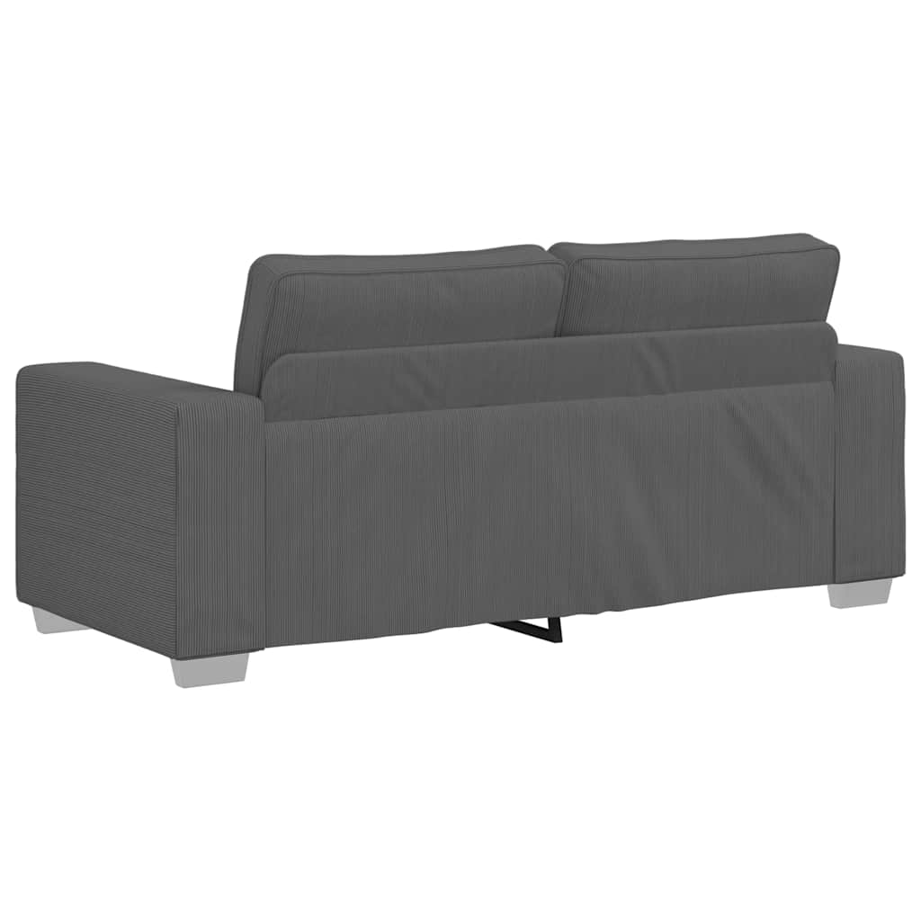 Canapé deux places gris foncé 140 cm velours côtelé